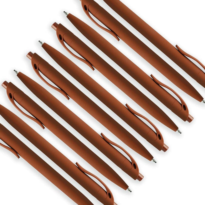 deegtran 100 Pack No Bleed Brown Barrel Click Pens, Wholesale Retractable Ballpoint Pens, Medium Point, Smooth Ink, 1.0MM Black Ink - Image 5